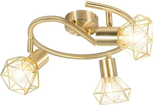 QAZQA Art Deco Spot Mosh 3 Deckenleuchte aus Messing, drehbar und neigbar, Farbe: Messing/Gold - Bild 1