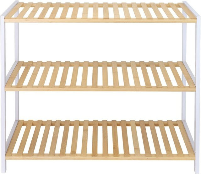 Schuhregal POCOline aus Bambus in Weiß, B/H/T: 30 x 59 x 70 cm - Bild 1