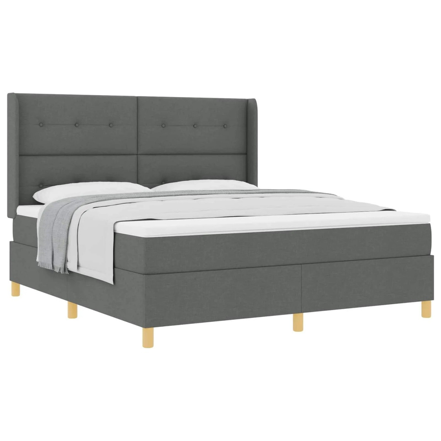 vidaXL Boxspringbett mit Matratze und Taschenfederkern in Grau und Gold, B/T/H: 180 x 200 x 183 cm - Bild 2