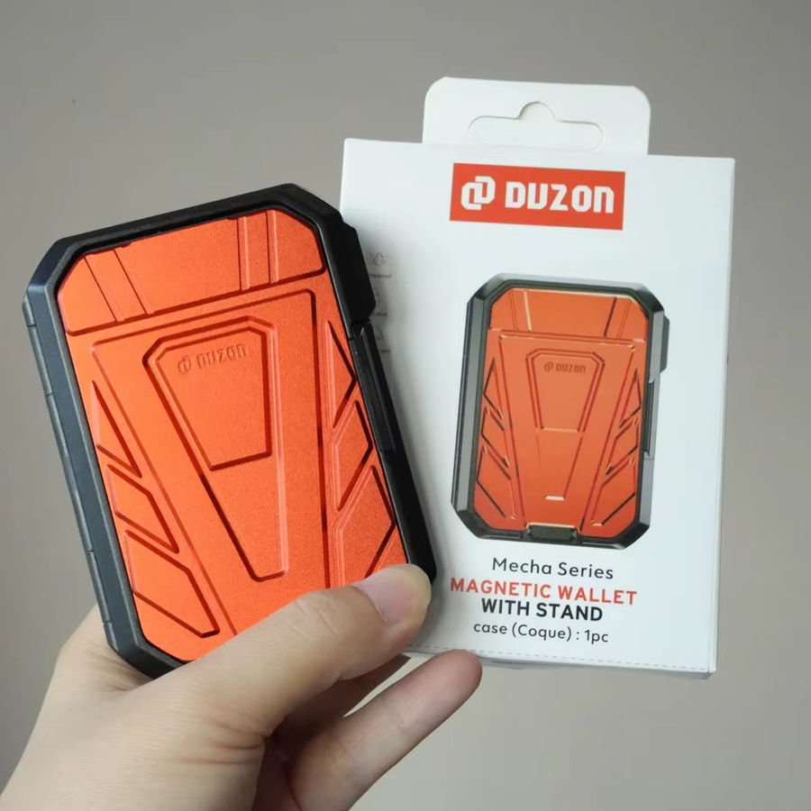 DUZON Armor Hartmagnet-Geldbörse für iPhone 17 und iPhone 16 Pro Max in Schwarz mit abnehmbarem Kartenhalter und verstellbarem Metallständer - Bild 2