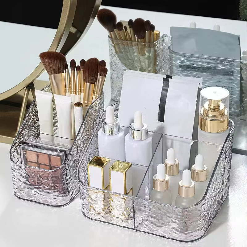 Luxuriöse trapezförmige Acryl-Aufbewahrungsbox für deinen Schreibtisch und Kosmetik, transparent - Bild 3