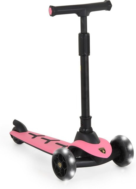 Moni Lamborghini Kinderroller mit PU-Räder und LED rosa - Bild 1