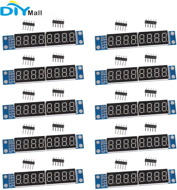 DIYmall MAX7219 8-stelliges 7-Segment LED-Anzeigemodul 5V in Rot, 10er-Pack für Mikrocontroller und DIY-Projekte - Bild 1