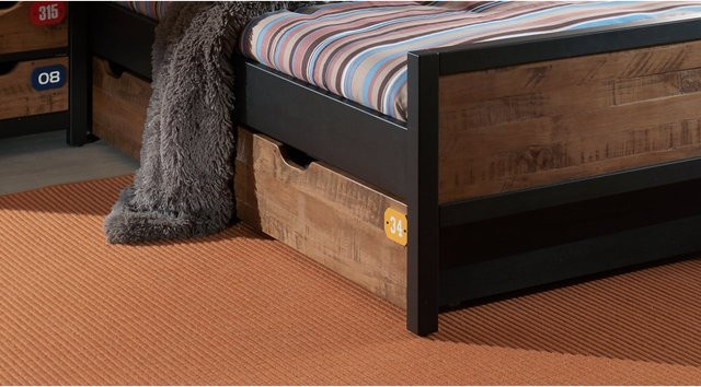 Vipack Bettschublade aus Kiefernholz und MDF, Farbe: braun/schwarz, B/T/H: 90 x 195 x 15 cm - Bild 1