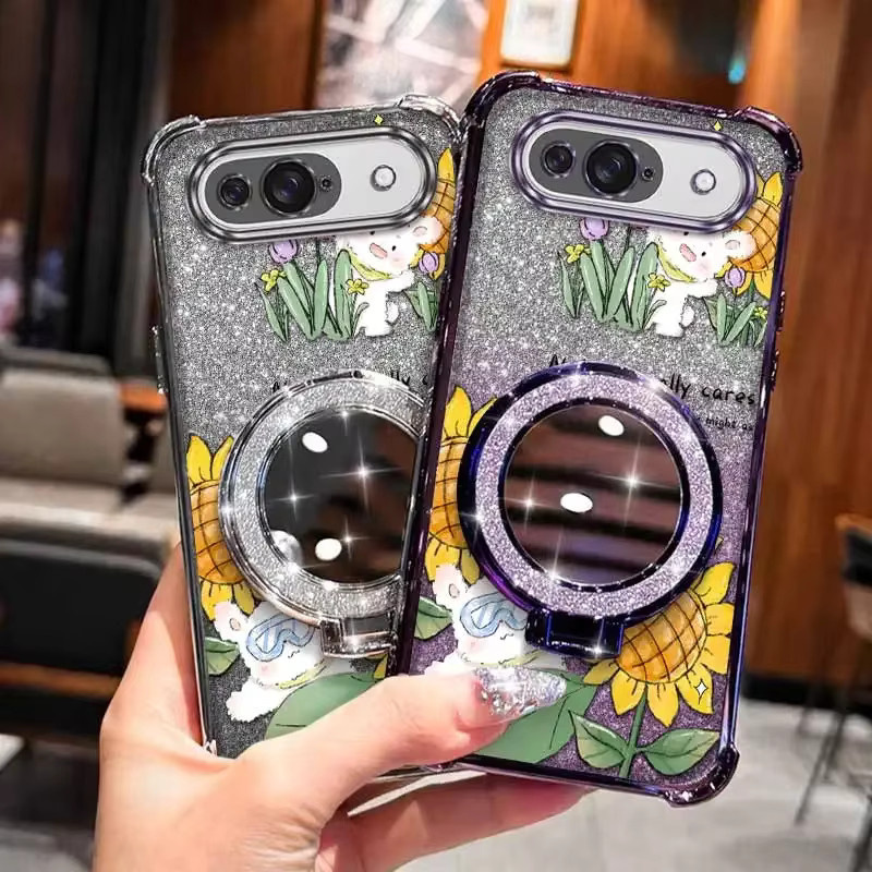 Google Pixel 9 Pixel 9 Pro Pixel 9 Pro XL Pixel 9a Handyhülle Happy Rabbit Plating Ständer mit Lanyard in Purple Multicolour - Bild 4