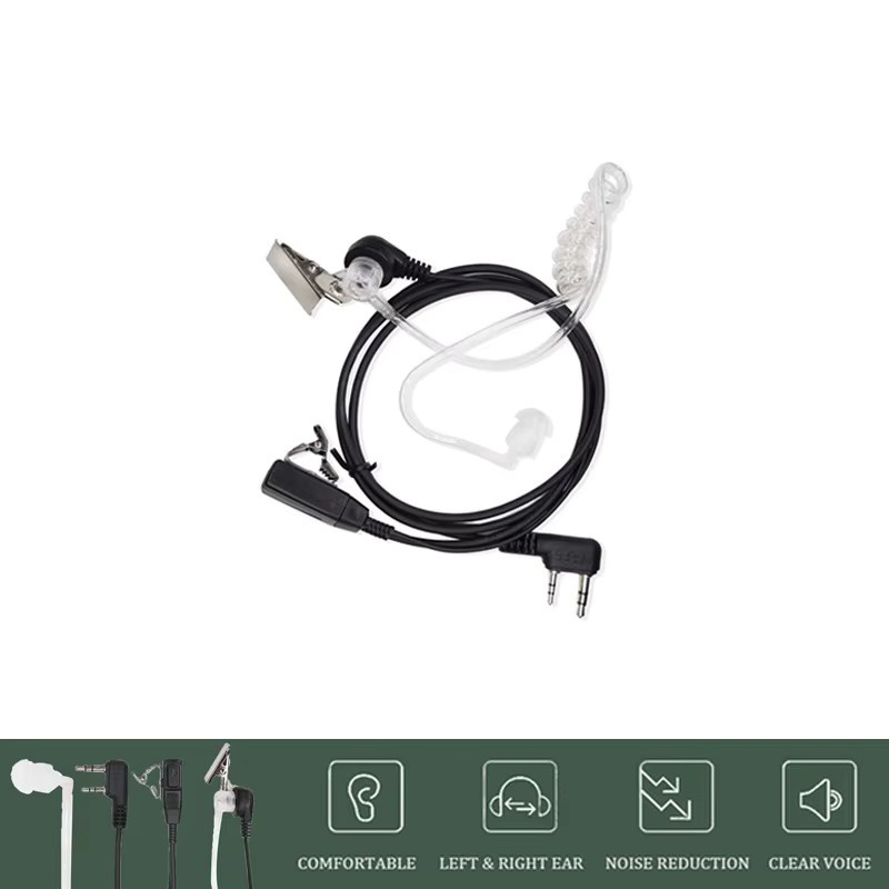 Baofeng Akustische Luftleitung 2-Pin PPT In-Ear Ohrhörer mit Kehlkopfmikrofon für Walkie-Talkie Funkgeräte in Schwarz - Bild 3