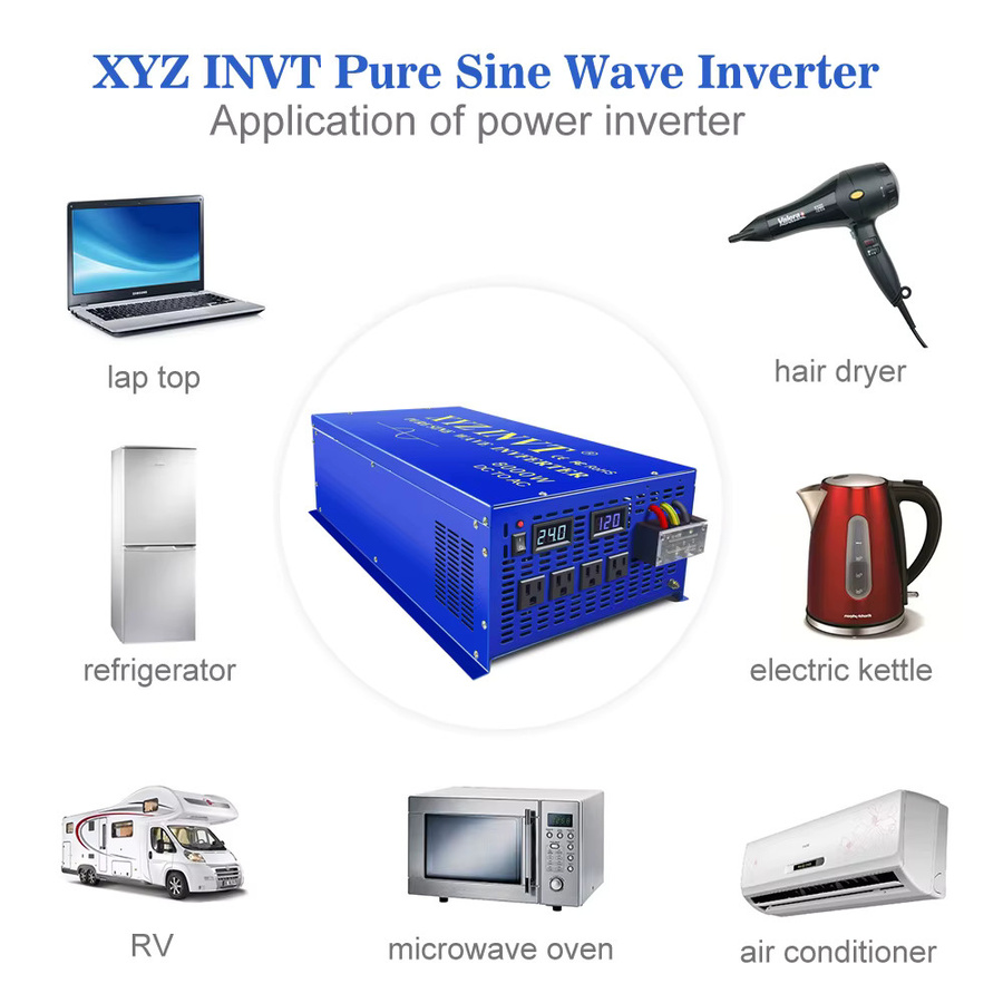WZRELB Off Grid Sinus Wellen Inverter 8000 W 24 V auf 220 V Solar Spannungskonverter in Blau - Bild 6