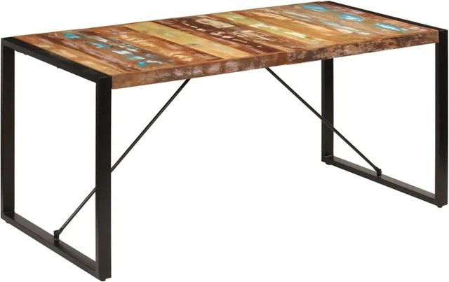 vidaXL Esstisch aus Altholz und pulverbeschichtetem Stahl in Braun, B/T/H: 160 x 80 x 75 cm - Bild 1