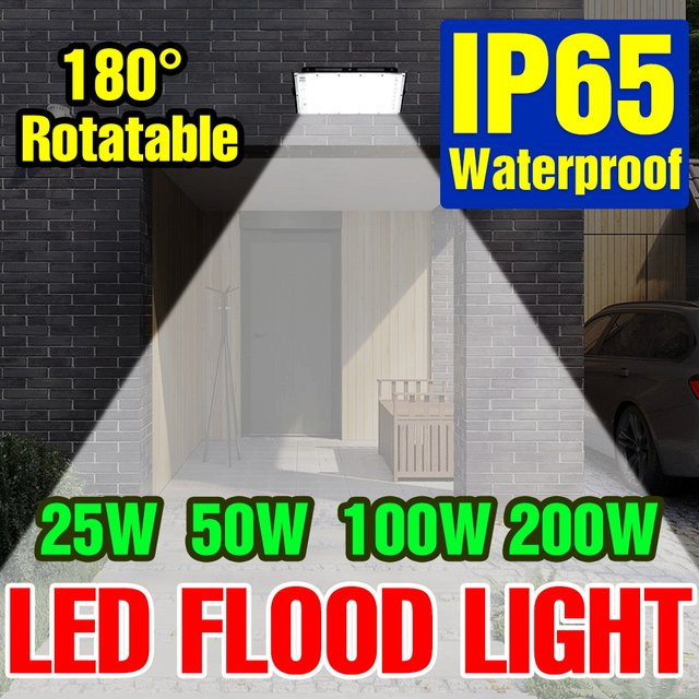 Wasserdichter 200W LED Flutlicht Strahler in Schwarz für Garten und Außenbereich mit SMD2835 Technologie und wählbarer Farbtemperatur - Bild 1
