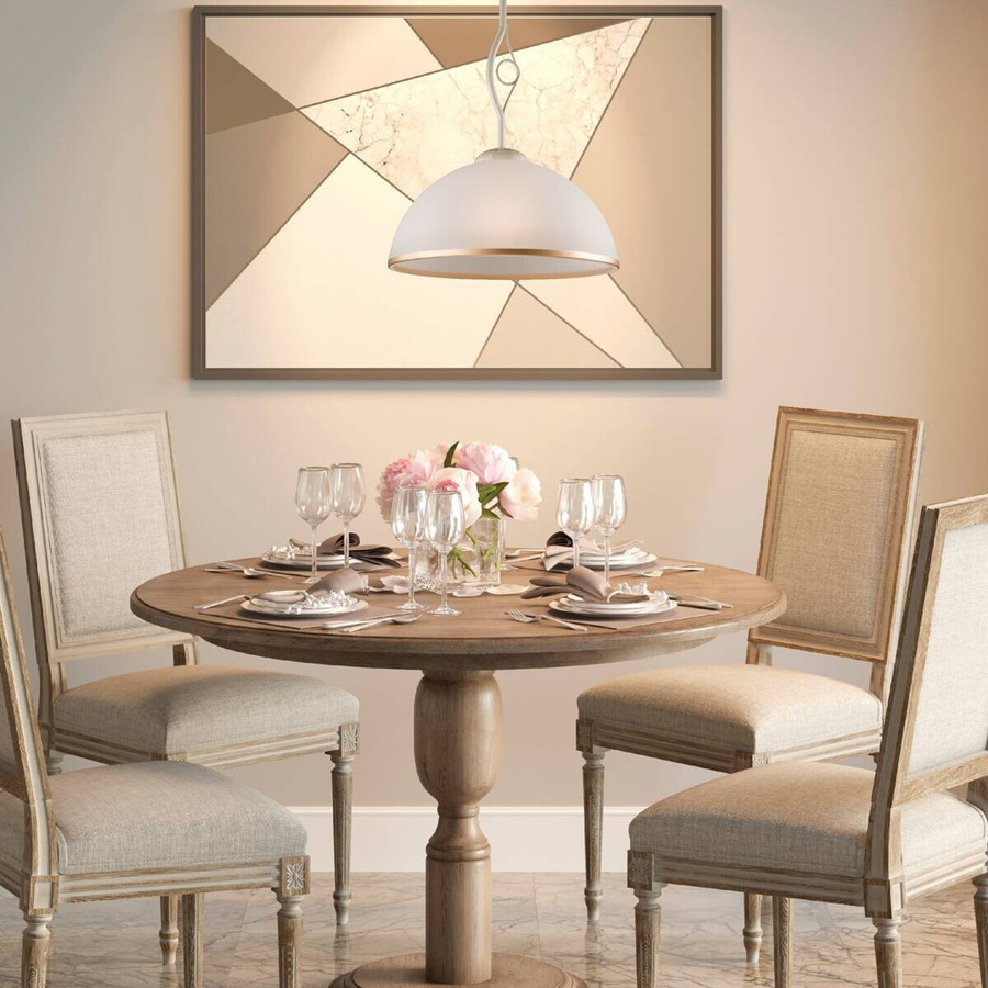 Lamkur Pendelleuchte Retro II in Weiß aus Stahl und Glas mit E27 Fassung, Höhe: 45 cm, Breite: 33 cm, Tiefe: 33 cm - Bild 2