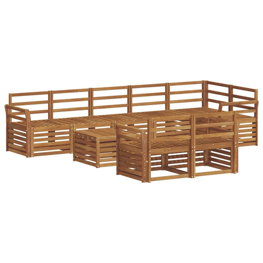 vidaXL Sofagarnitur 9-teilig aus Massivholz Akazie in Braun mit modernem Latten-Design - Bild 2