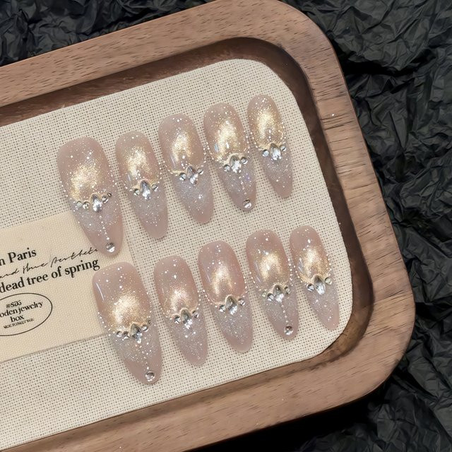 YADORNOS Falsche Nägel, Mandelform, Glänzend, Pailletten Strass, 10 Stück, Damen - Bild 1