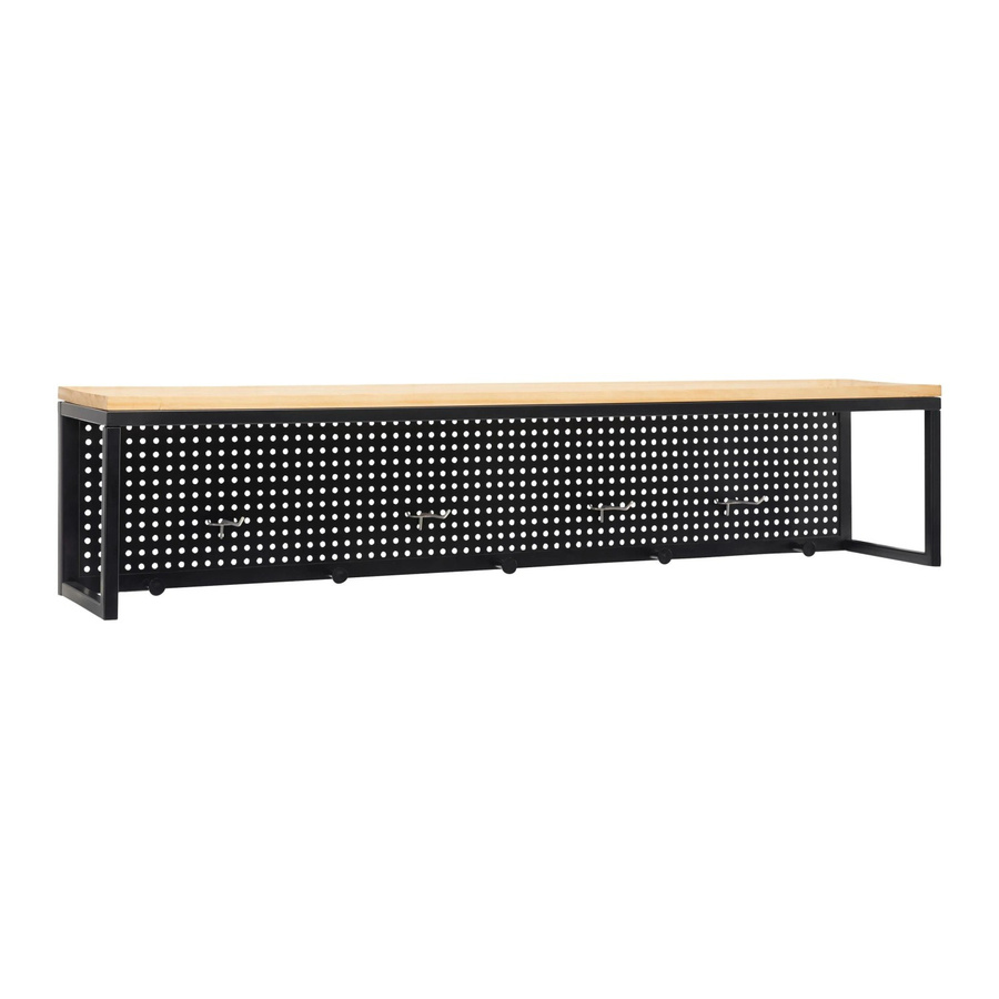 Bessagi Home Garderobe Lorenzo im Industrial Design aus Metall und Kiefer Holz in Schwarz, Breite: 110 cm, Höhe: 22 cm, Tiefe: 20 cm - Bild 2