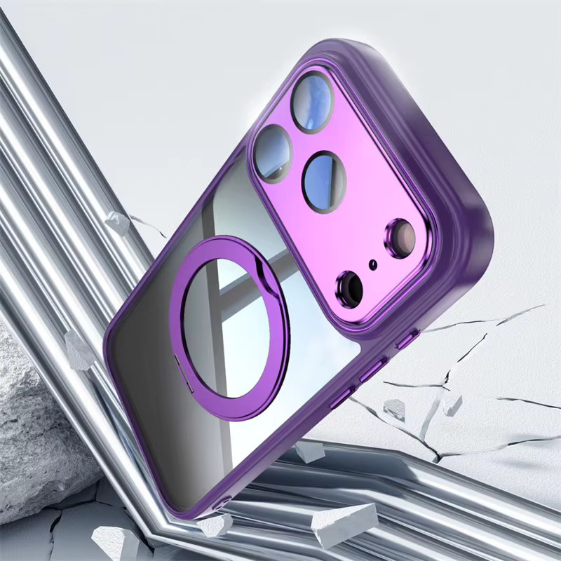 Magnetische MagSafe Handyhülle mit Metallring-Ständer für iPhone 16 E von OLPAY in Weiß oder Lila - Bild 2