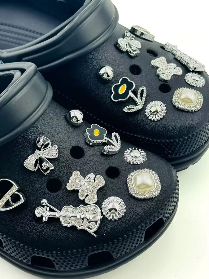 Schuh Charms Set FHLDING, Silber, Perle, Bär, Violine, Bogen, Blume - Bild 7