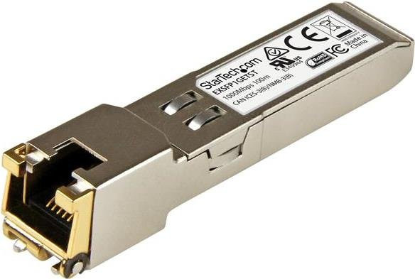StarTech.com SFP Transceiver Modul Gigabit Ethernet 1000Base-T RJ45 Kupfer kompatibel mit Juniper EX-SFP-1GE-T, Farbe: Silber - Bild 1