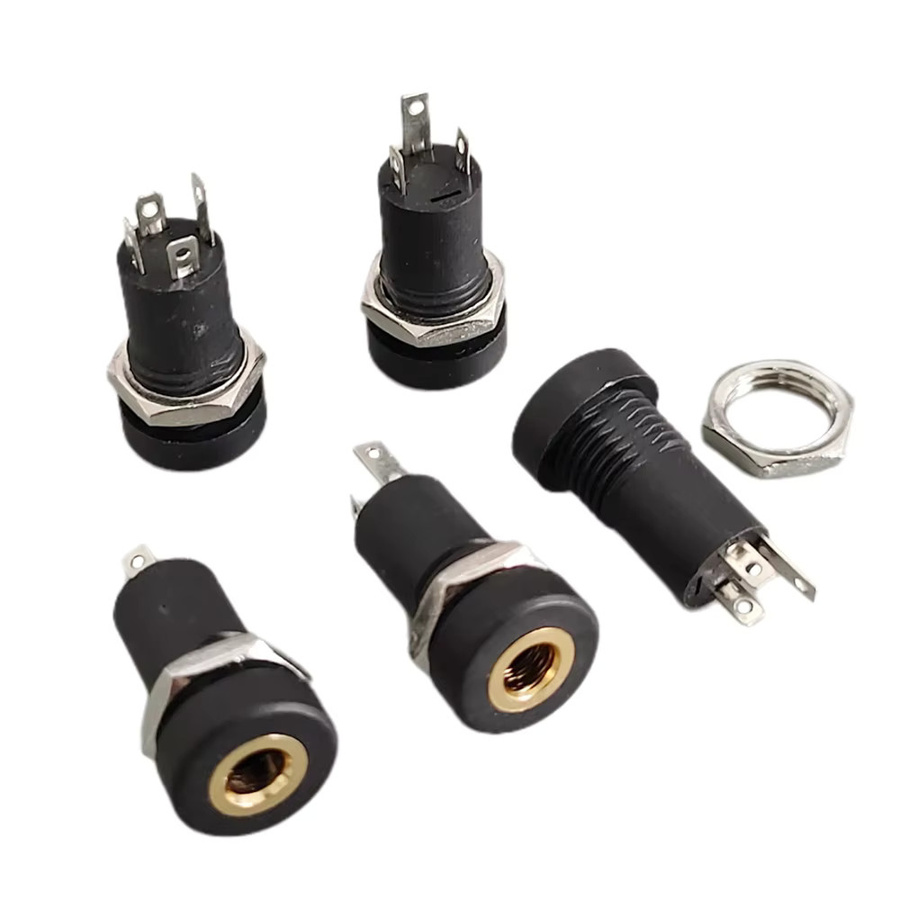 ZSDZFYLLK PJ392A 3,5mm Stereo Audio Jack Buchse, 3/4 Pole Solder Panel Mount mit Mutter, Schwarz - Bild 2