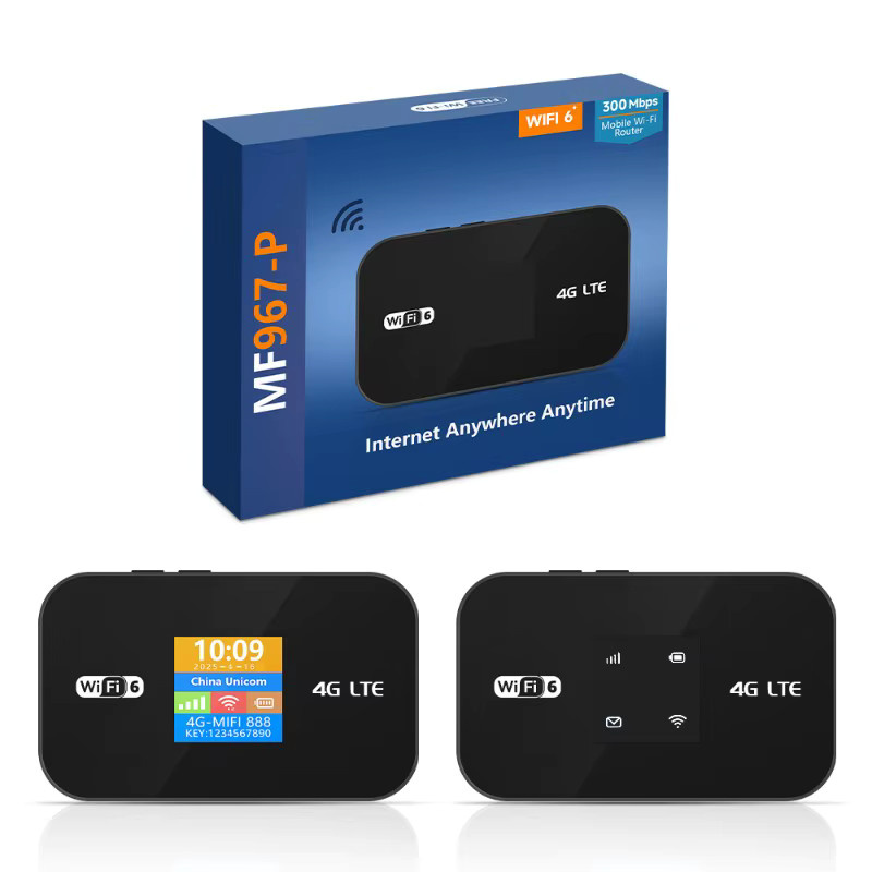 NUOYING WiFi 6 4G Mobiler Hotspot Tragbarer Router MIFI in Schwarz mit Zeitanzeige und WPS - Bild 2