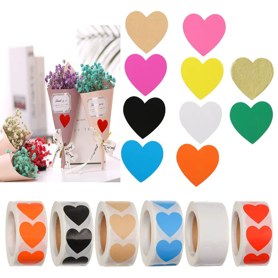 500 Stück herzförmige Aufkleber in Weiß und Multicolour für Scrapbooking und Geschenkverpackungen aus Papier - Bild 2