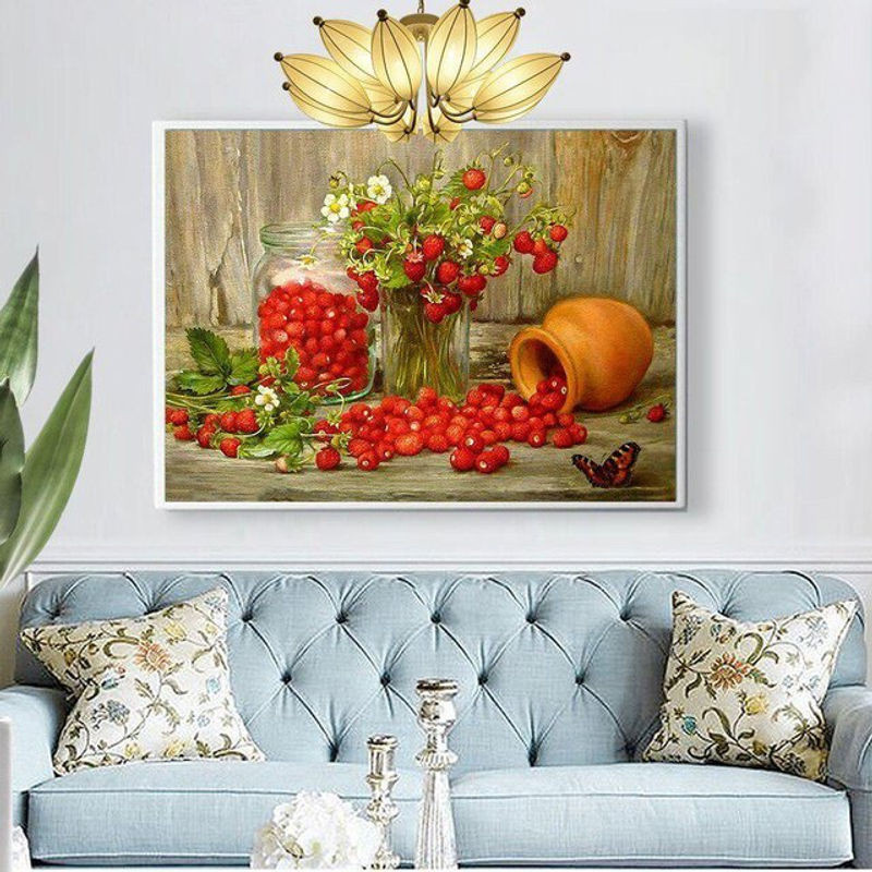 FIYO Diamond Painting Blumen Motiv als 5D Mosaik Stickset für DIY Bastelarbeiten, Mehrfarbig, B x H: 30 x 20 cm - Bild 1