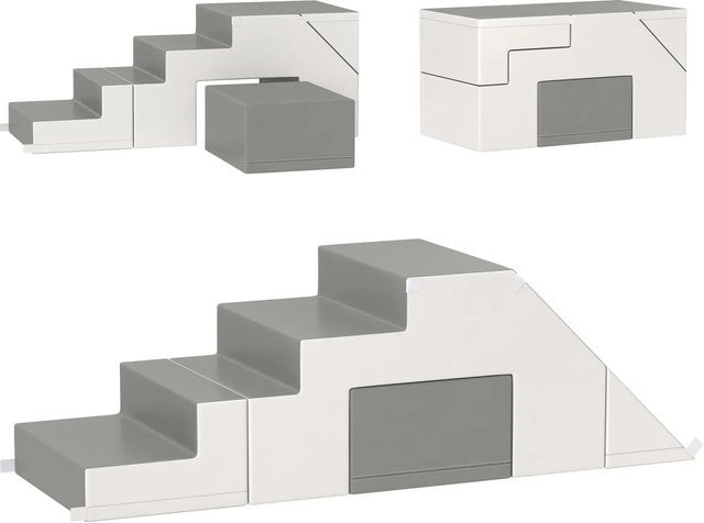 HOMCOM Kinder-Softplay-Set, Kunstleder Schaumstoff, Grau - Bild 1