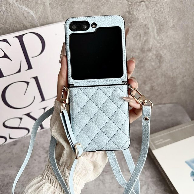 Samsung Galaxy Z Flip 7 SE Crossbody Schulter Lanyard Handyhülle aus PU Leder mit Trageriemen - Bild 1