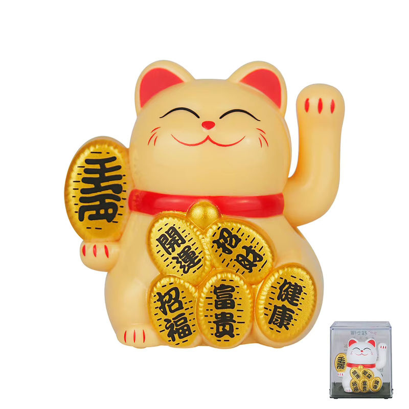 DIY Maneki Neko Glückskatze aus Keramik in Gelb und Mehrfarbig als Feng Shui Deko Statue - Bild 4