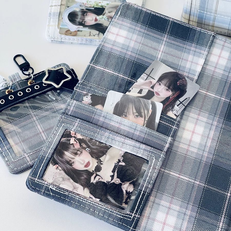 HITUZE Y2K Denim A5-Fotoalbum mit kariertem Design für Kpop Idol Fotokarten, Polaroids und Instax-Fotos - Bild 3