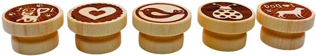 Dekohelden24 5er Set Teigstempel aus Holz mit Tiermotiven, Farbe: Braun, Maße eines Stempels B: 5 cm, T: 5 cm, H: 3 cm - Bild 1