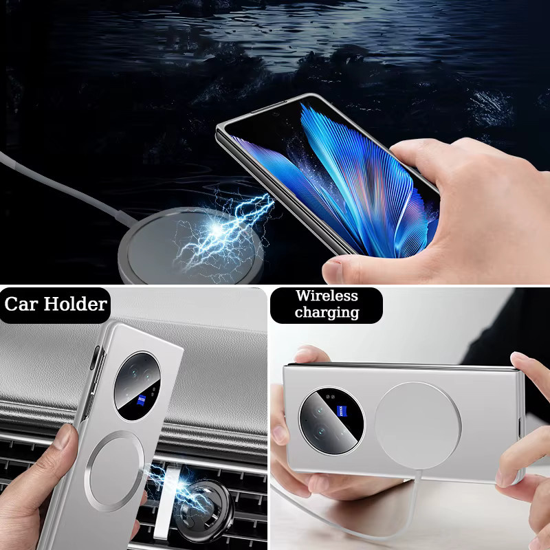 Magnetische Schutzhülle für VIVO X Fold 5 und 3 Pro 2 in Gold, ultradünne harte Hülle mit matter metallischer Lackierung und Anti-Fingerabdruck-Beschichtung, kompatibel mit kabellosem Laden - Bild 2