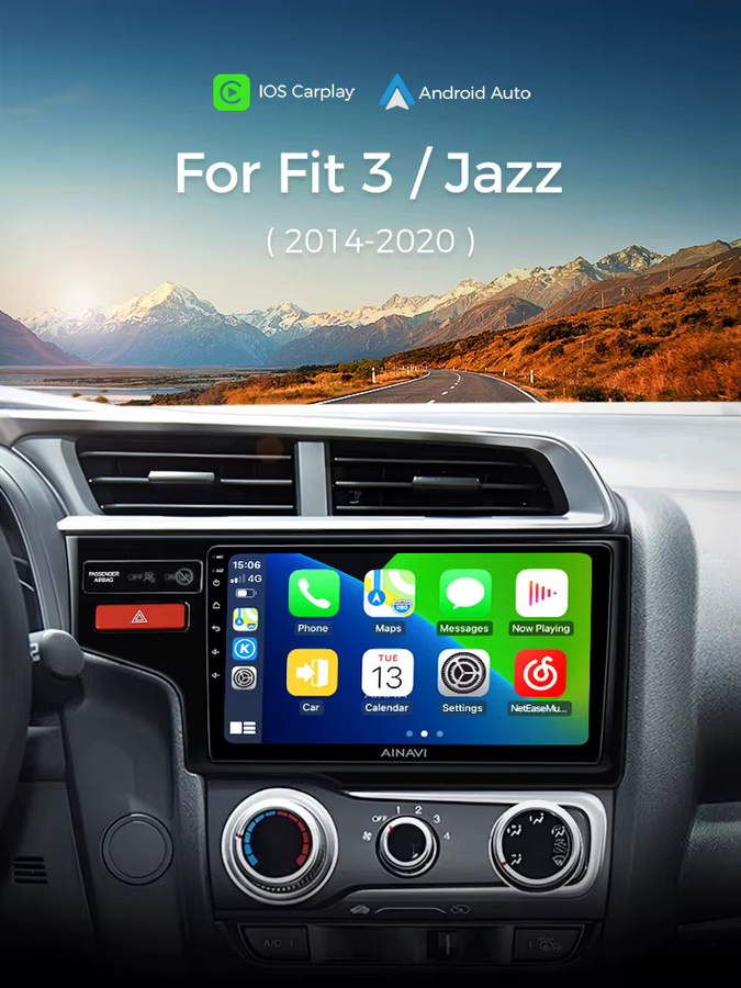 Ainavi Auto-Multimedia-Player für Honda Fit Jazz 2014-2020 mit Wireless Carplay, Android Auto, 4G und Wifi in Schwarz - Bild 7