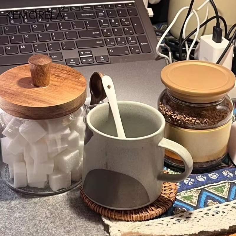 KEMORELA Glas-Vorratsdose für Getreide und Kaffeebohnen mit Löffel, transparent - Bild 2