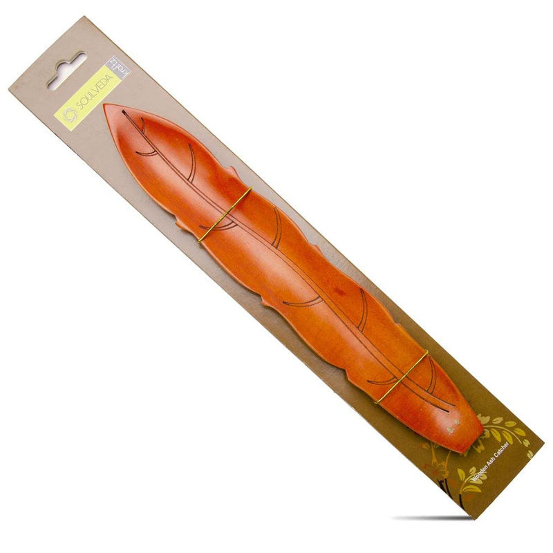 Soulveda Cycle Räucherstäbchenhalter aus Teakholz in Blattform mit Ascheauffangschale, Farbe: Orange - Bild 2