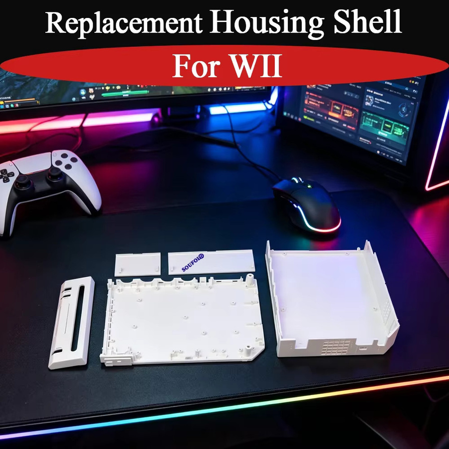 Royaldraid Ersatzgehäuse für WII im Retro-Design mit allen Tasten, Set in Weiß/Transparent - Bild 2