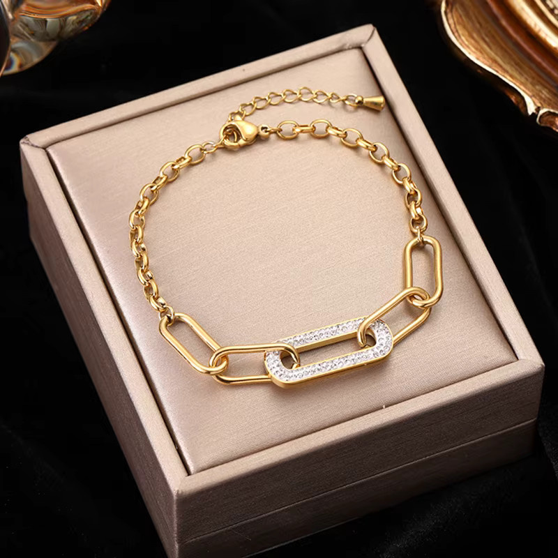 Eilieck Armband Edelstahl, Zirkonia, Kristall, Gold, Damen - Bild 2
