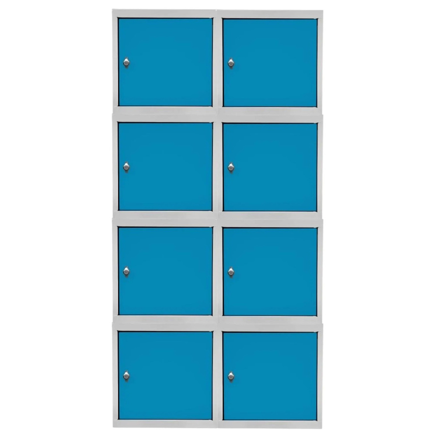 PROREGAL Blocky Schließfachwürfel Set mit 8 Einheiten und Drehriegelschloss für Vorhängeschlösser, Farbe: Lichtgrau/Lichtblau, B/T/H: 40 x 40 x 40 cm - Bild 2