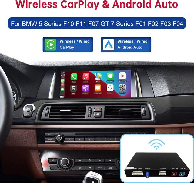 Road Top Drahtloses CarPlay Interface für BMW 5er und 7er Serie CIC NBT EVO mit Mirror Link und AirPlay in Schwarz - Bild 1