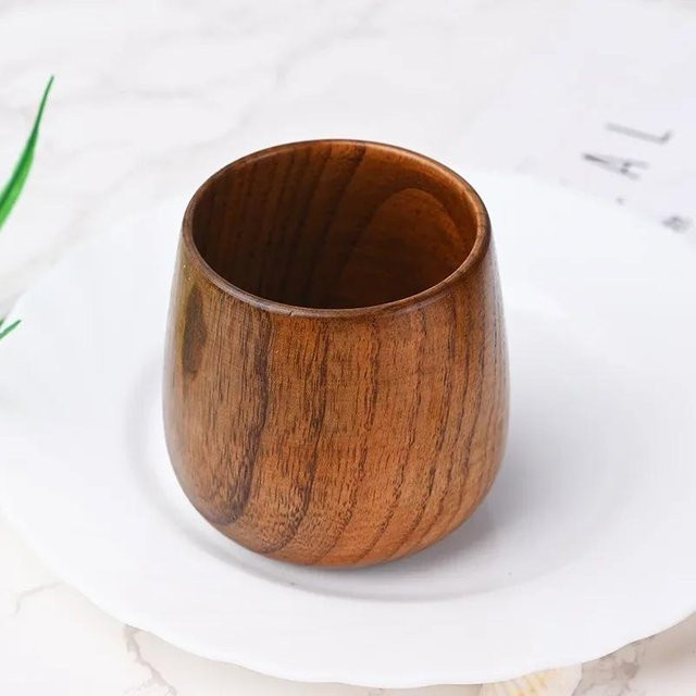 Handgemachte Retro Tee Tasse aus natürlichem Jujube Holz von Yiran Furniture, Schwarz, 160 ml - Bild 1