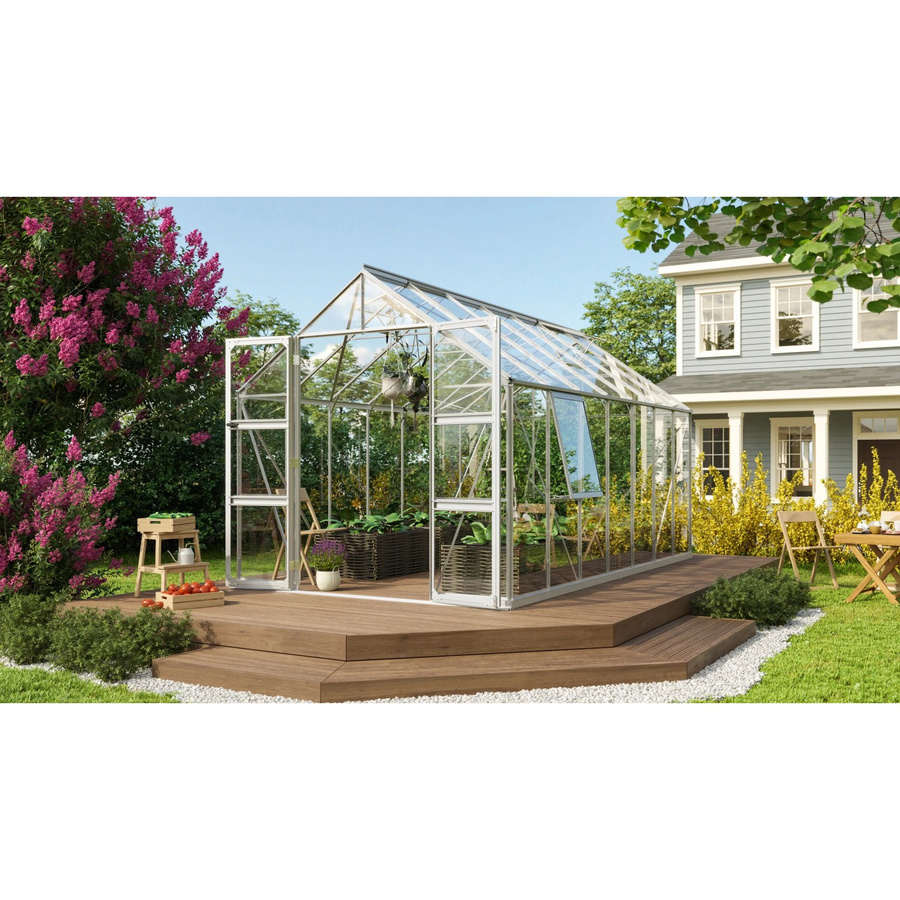 Vitavia Gewächshaus Olymp 11500 aus Aluminium in Silber mit Einscheibensicherheitsglas und Fundamentrahmen, 11,5 m² - Bild 3