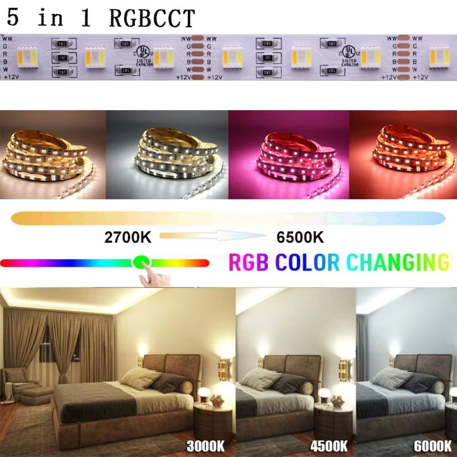 YSRSAI Tuya Zigbee RGBCCT LED-Streifen Set, dimmbar, RGB+W+WW, mit App-Steuerung und Alexa-Kompatibilität, Farbe: Multicolour - Bild 3
