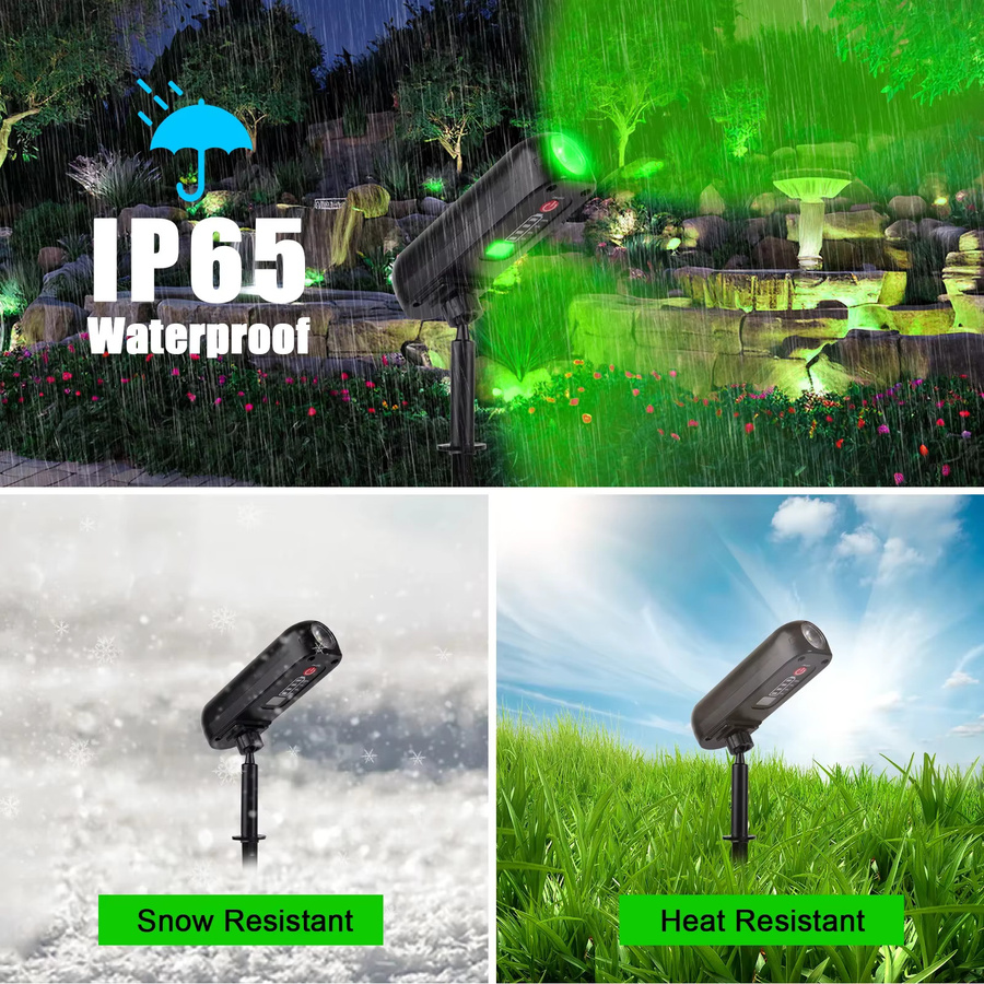 XIWANGFIRE Solar LED Außenwandleuchte IP65 mit warmweißem Licht, Grün/Schwarz, Solar Strahler für Garten, Bäume und Wege - Bild 5