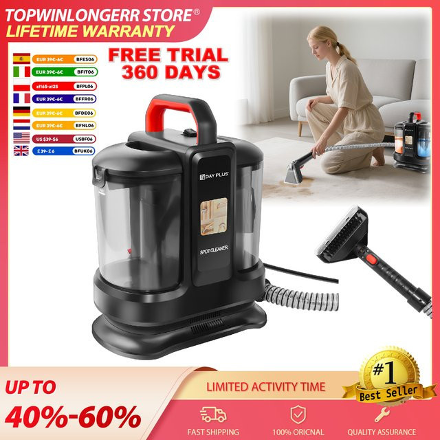 DayPlus Teppich- und Sofareinigungsgerät in Schwarz mit 5000W Leistung, elektrischer Fleckenentferner für Polster, Autositze und Treppen, B/T/H: 32,5 x 29,0 x 32,5 cm - Bild 1