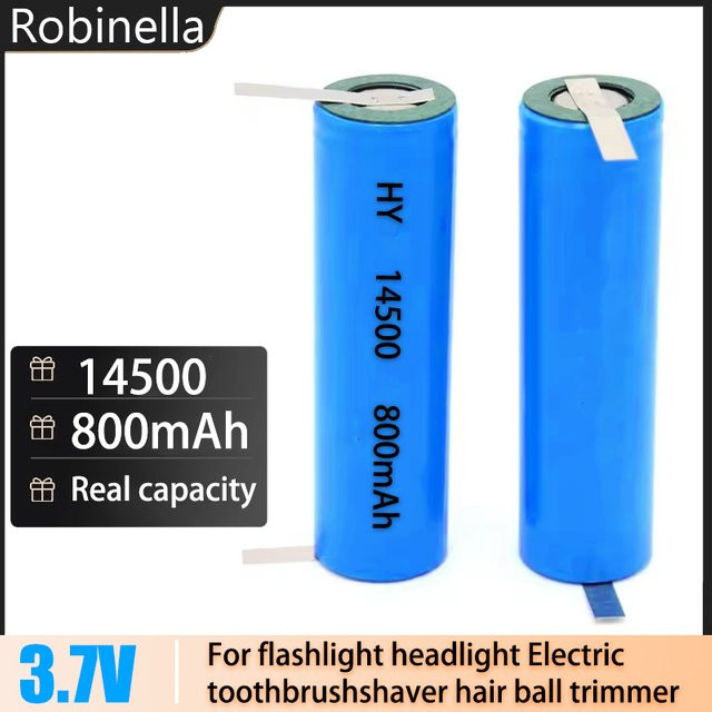 Robinella Akku AA ICR14500 Lithium-Ionen-Zelle, 3,7 V, 800 mAh, Blau - Bild 1