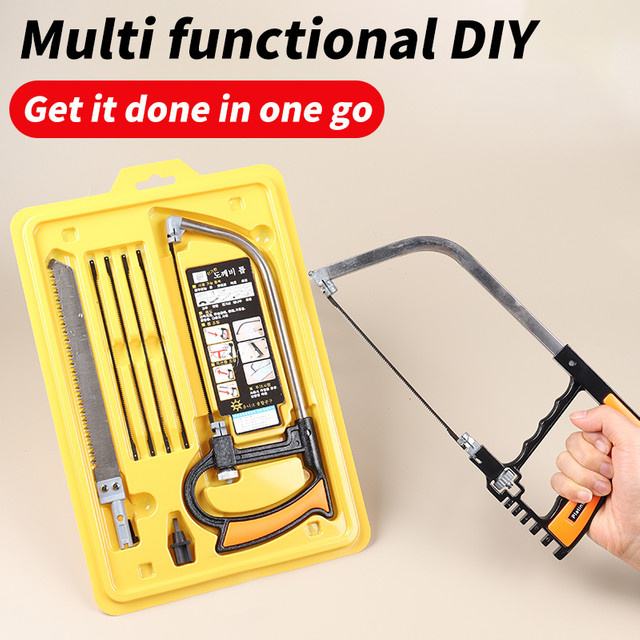 8-in-1 Multifunktions-Mini-Handsägeset mit verstellbarem Rahmen und 6 Stahlsägeblättern zum Schneiden von Metall, Kunststoff, Holz, PVC und Keramikfliesen - Bild 1