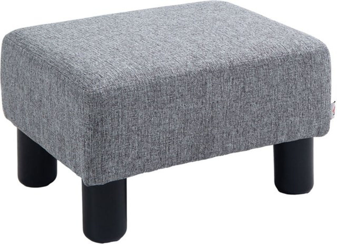 HOMCOM Rechteckiger Ottoman Fußhocker aus Leinen in Grau, B/T/H: 40 x 30 x 24 cm - Bild 3