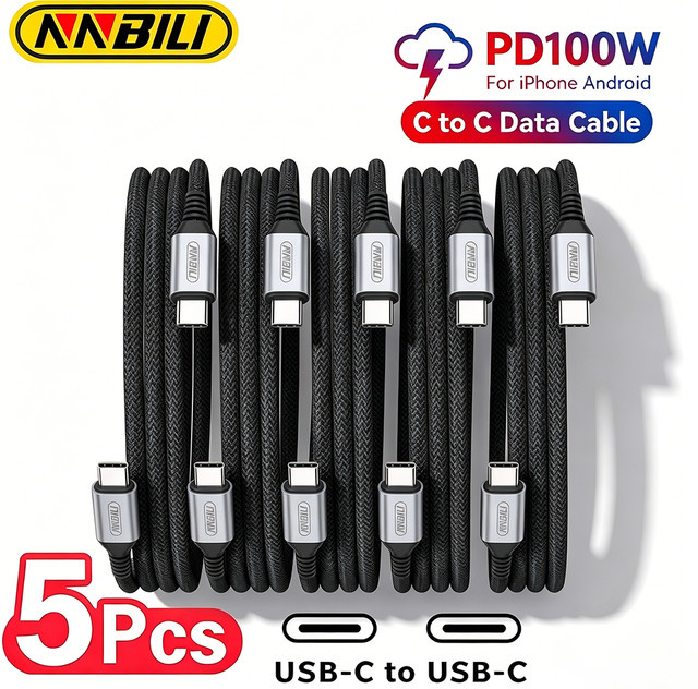 NNBILI USB-C auf USB-C Kabel 100W PD 3.0 Quick Charge 4.0 Schnellladekabel in Schwarz - Bild 1