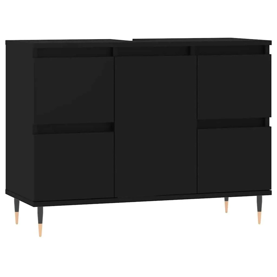 vidaXL Badschrank in Schwarz im industriellen Stil, B/T/H: 80 x 33 x 60 cm - Bild 2