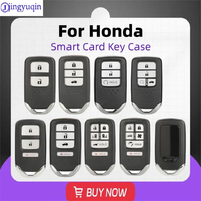 jingyuqin Smartcard-Fernbedienungs-Autoschlüsselgehäuse für Honda Accord Vezel City Fit Civic Jazz BRV HRV CRV CRZ Passport Pilot Ridgeline in Schwarz - Bild 1