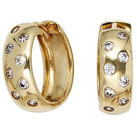 Colfem Creolen 333 Gelbgold, 16 Zirkonia, Damen - Bild 1