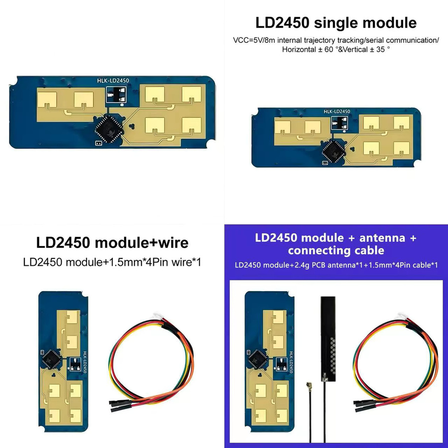 Aideepen LD2450 Radar-Sensor Modul zur menschlichen Bewegungserkennung in Blau, Erfassungsabstand 8m, DC5V 24g mm Welle für Smart Home - Bild 2